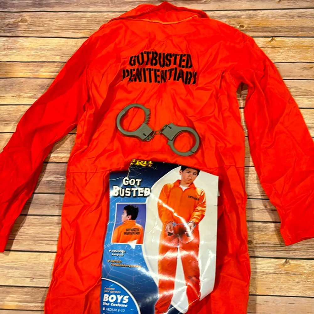 Boys Got Busted Halloween 🎃 costume with plastic cuffs size 12/14 - Picture 1 of 4